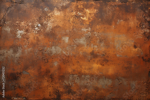 close up horizontal image of a ruined and rusty metallic background Generative AI photo