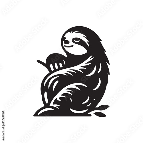 Serenity in Shadows: Sloth Silhouette Set Illustrating the Tranquil Moments of Arboreal Serenity - Sloth Illustration - Sloth Vector
