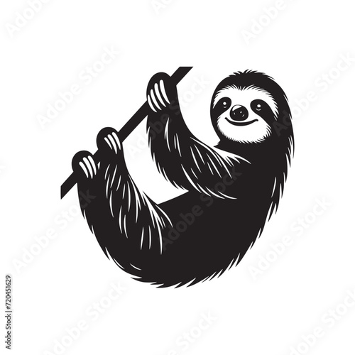 Leisurely Lifestyles: Sloth Silhouettes Celebrating the Easygoing and Leisurely Rhythms of Sloth Life - Sloth Illustration - Sloth Vector
