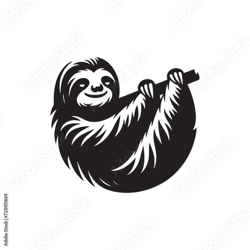 Treetop Tranquility: Sloth Silhouette Series Illustrating the Tranquil Existence of Sloths in Canopy Comfort - Sloth Illustration - Sloth Vector
