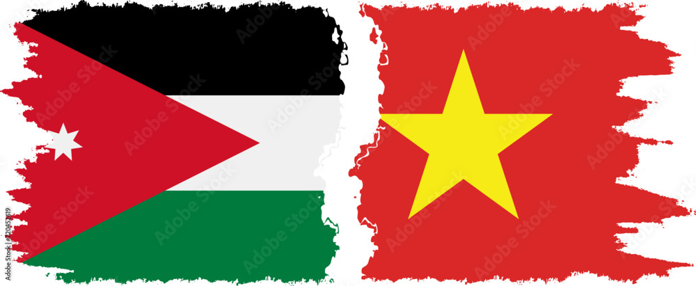 Vietnam and Jordan grunge flags connection vector Vietnam and Jordan grunge flags connection vector
