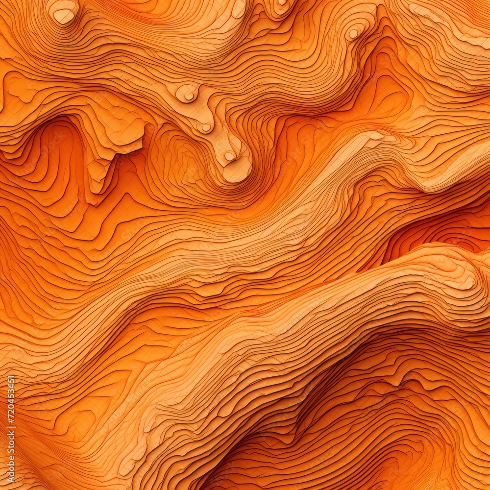 Terrain map orange contours trails, image grid geographic relief topographic contour line maps