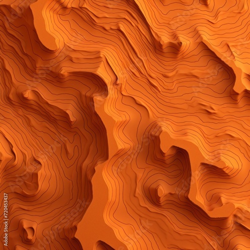 Terrain map orange contours trails, image grid geographic relief topographic contour line maps