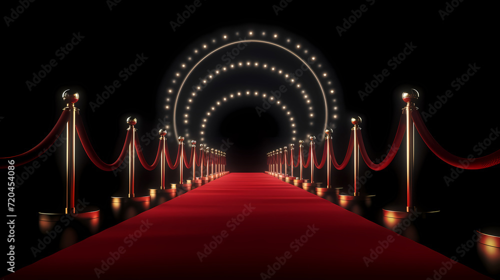 Luxurious and elegant red carpet staircase, holiday awards ceremony event Luxurious and elegant red carpet staircase, holiday awards ceremony event