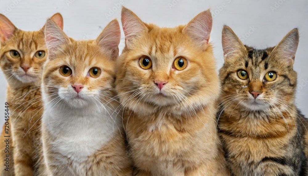 different types of cats look into the camera