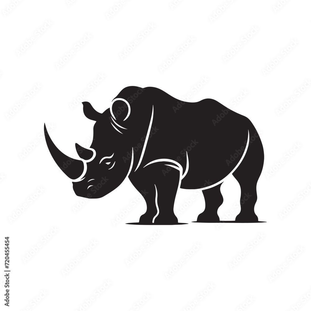 Fototapeta premium Rhino Reverie: Silhouetted Beauty in the Graceful Stance of Rhinoceros Silhouettes - Rhino Silhouette Vector - Rhinoceros Vector - Rhinoceros Illustration
