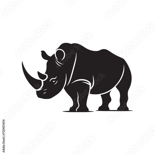 Rhino Reverie: Silhouetted Beauty in the Graceful Stance of Rhinoceros Silhouettes - Rhino Silhouette Vector - Rhinoceros Vector - Rhinoceros Illustration  © Vista