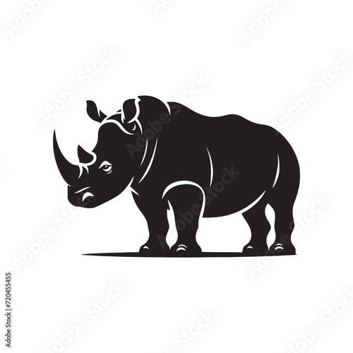 Shadows of the Savanna  Rhinoceros Silhouette Series Conveying the Robust Power in Enigmatic Silhouetted Forms - Rhinoceros Illustration - Rhino Silhouette Vector 