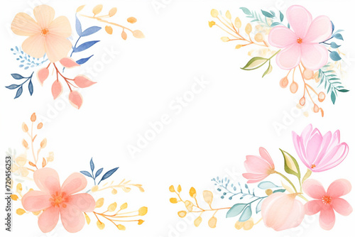 A floral design for a wedding invitation card , cartoon drawing, water color style © Watercolorbackground