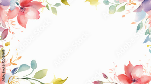 Watercolor spring flowers frame