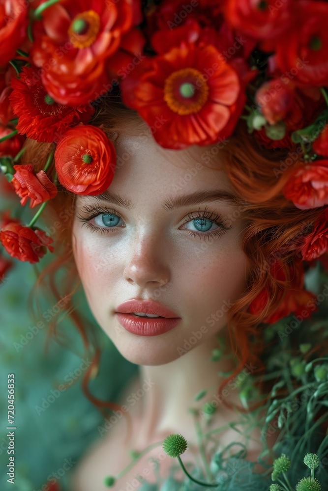 A beautiful girl with flowers on her head. Artistic photography of girls