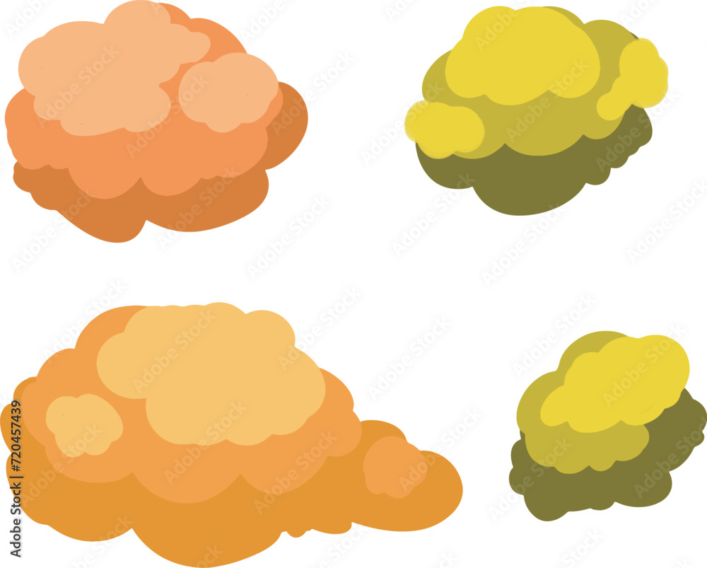 Vector hand drawn set of autumn bushes