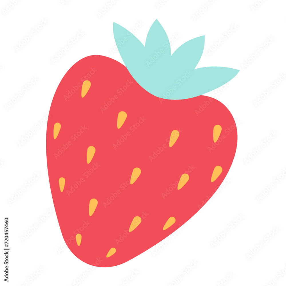 Obraz premium Garden strawberry fruit or strawberries flat color vector icon for food apps and websites. Trendy flat vector illustration