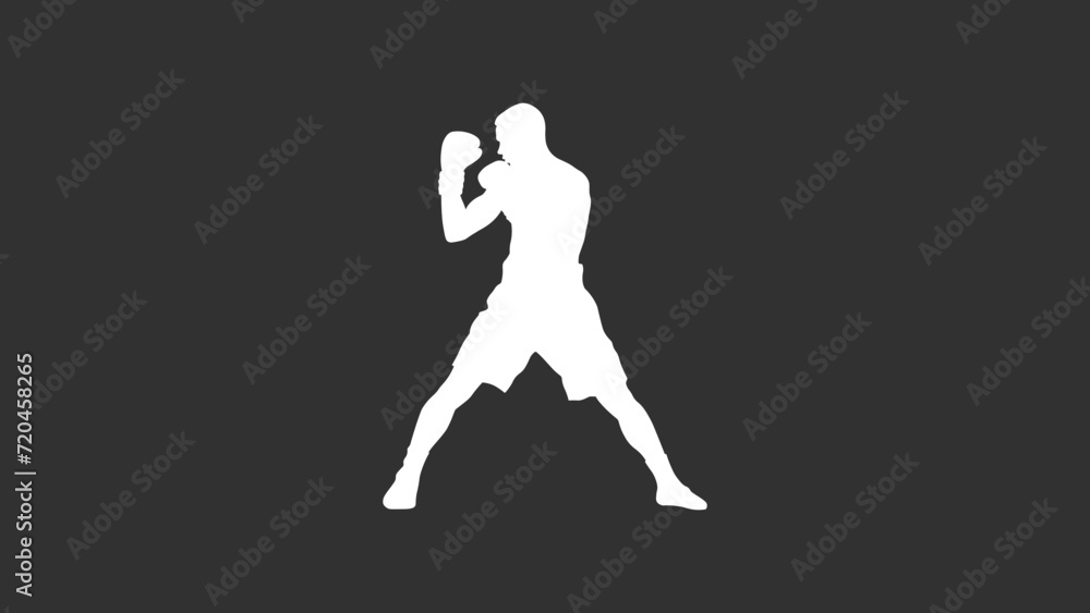 black silhouette of a boxer without background
