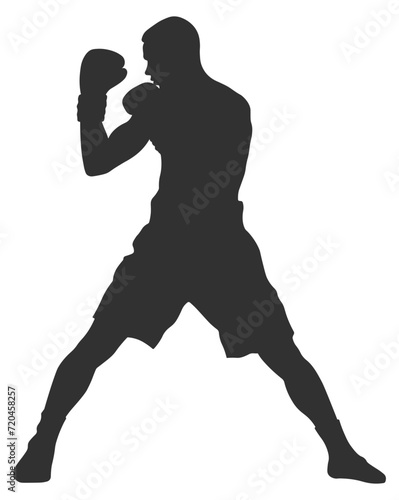 Slika na platnu black silhouette of a boxer without background