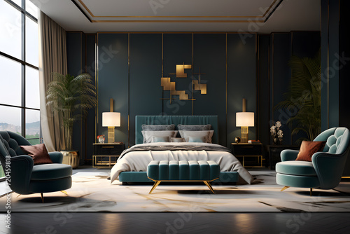 A luxurious Art Deco inspired bedroom