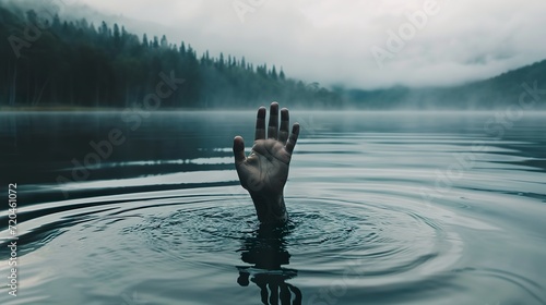 Reaching Hand Emerges from Mysterious Lake Depths