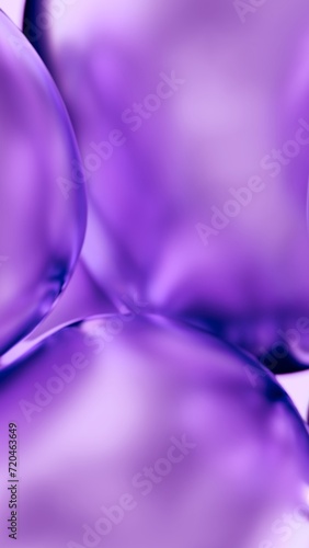 Purple cosmetic serum liquid bubbles macro close-up background. Concept moisturizer essence gel and collagen fluid bubble molecules. Glossy oil droplets 3D illustration product demo backdrop wallpaper