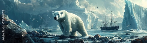 The impact of global warming on polar bear habitats.