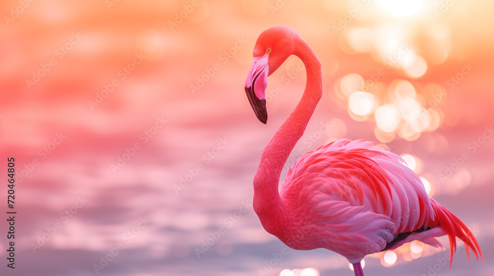 Naklejka premium Beautiful image of pink flamingo