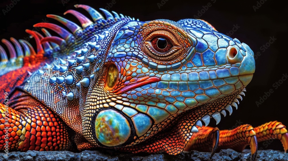 Fototapeta premium close up of a colorful iguana