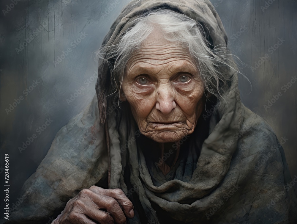 Elderly Woman Wearing Headscarf