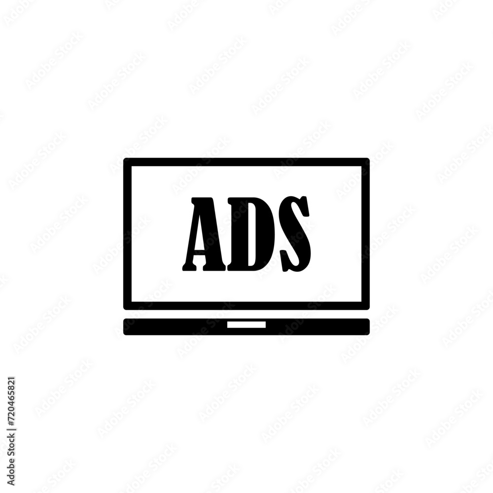Text on laptop screen ADS