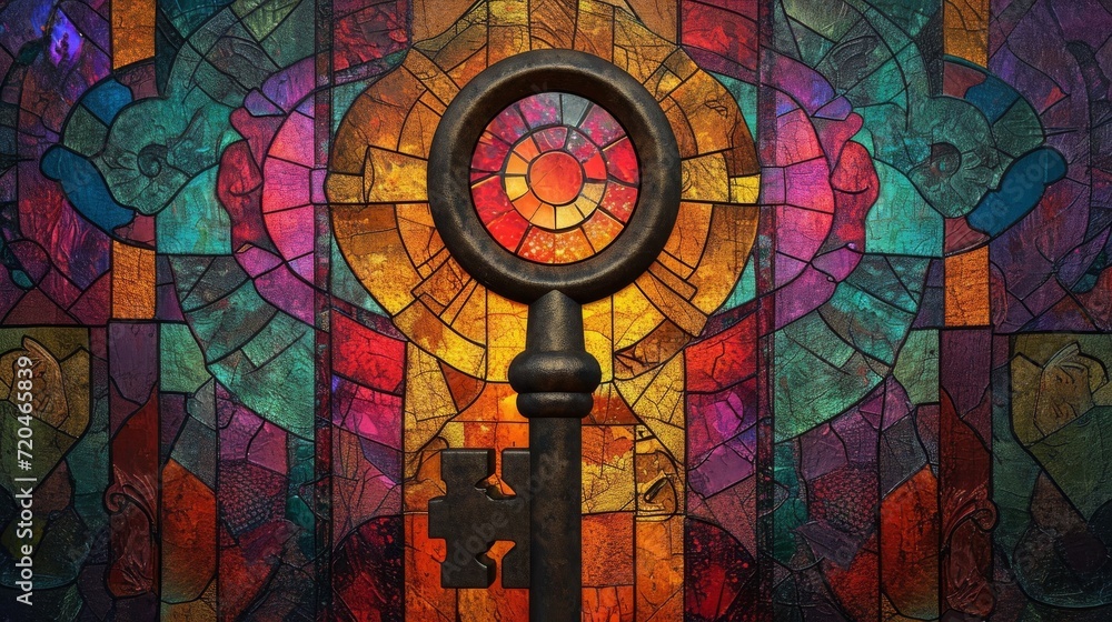 Stained glass wallpaper, beautiful colorful Key.