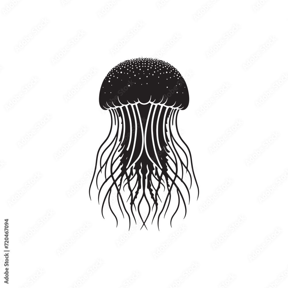 Luminescent Wonders: A Series of Jellyfish Silhouettes Glistening with Ethereal Radiance - Jellyfish Illustration - Jellyfish Vector
