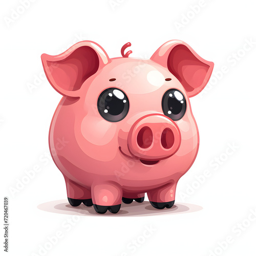 Piggy bank isolated on white background  flat design  png 