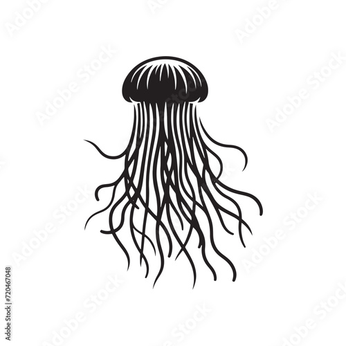 Sublime Aquatic Poetry: A Compilation of Jellyfish Silhouettes Crafting Poetry in Oceanic Motion - Jellyfish Illustration - Jellyfish Vector
