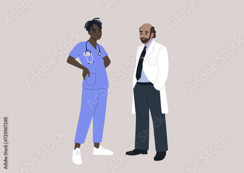 An intern is gaining hands-on experience in the clinics, learning from a doctor, the educational aspect of an internship, where students absorb practical knowledge under the guidance of mentors