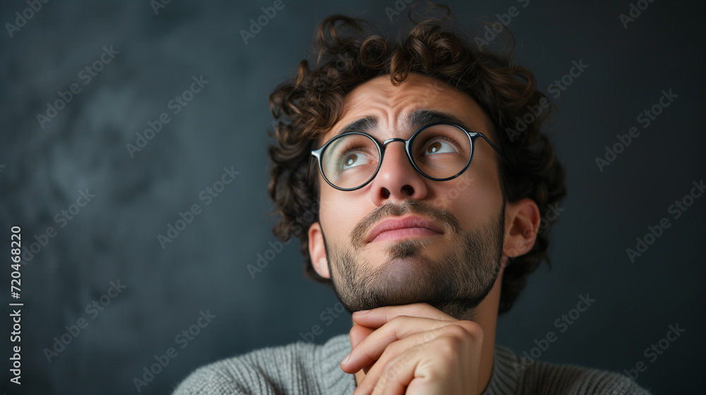 People with expression of thinking People with expression of thinking