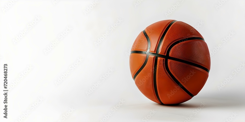 Orange basketball on a white backdrop. simplicity and focus in sports imagery. ideal for athletic concepts. AI