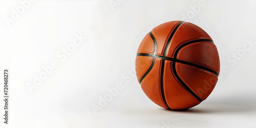 Orange basketball on a white backdrop. simplicity and focus in sports imagery. ideal for athletic concepts. AI © Irina Ukrainets