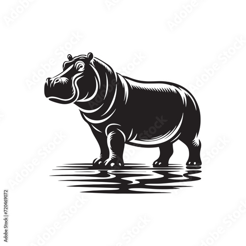 Dynamic Hippo Expressions: Silhouette Collection Depicting the Diverse Moods and Gestures of Hippos - Hippopotamus Silhouette - Animal Vector - Hippo Illustration 