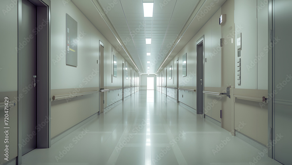 the long hallway in an empty hospital