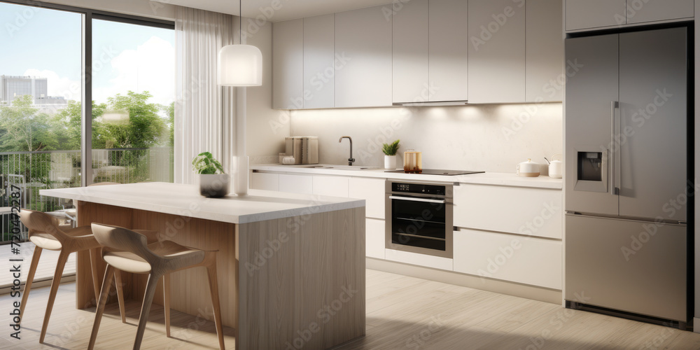 Fototapeta premium Modern Kitchen Interior with Natural Light.