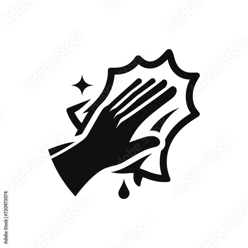 Hand holding a cloth wiping a surface icon