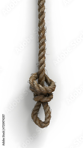 a rustic cord with a knot on a white background