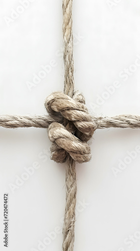 a rustic cord with a knot on a white background