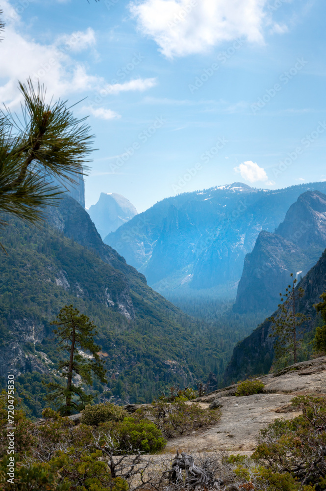 Yosemite national park, California, usa. Scenic panoramic view of famous Yosemite Valley