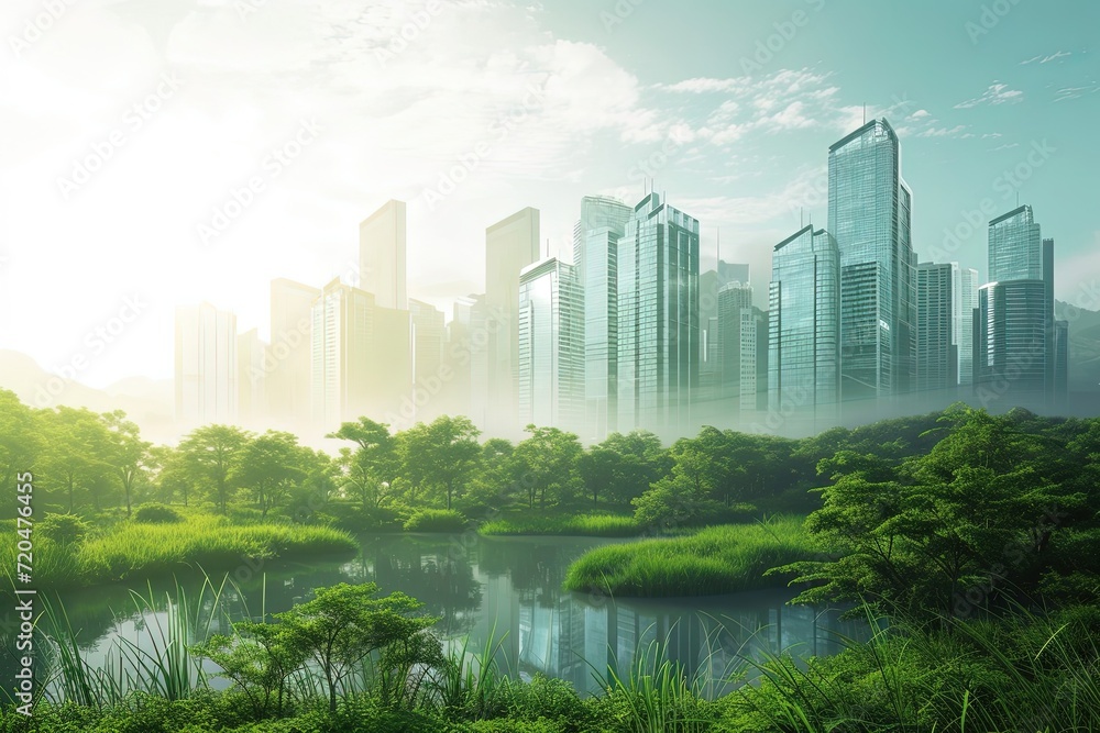Empty Green Futuristic City