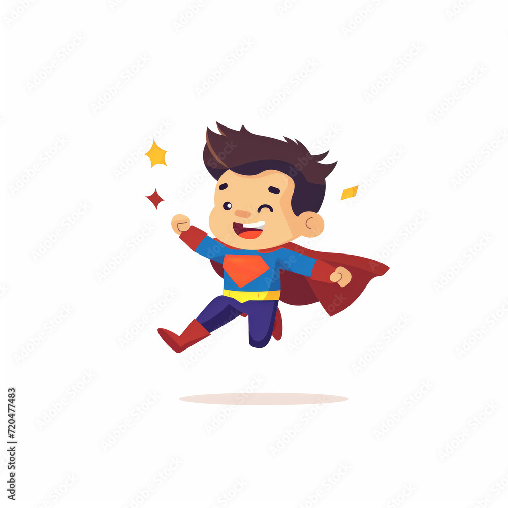 Little boy as a superhero on a white background Little boy as a superhero on a white background