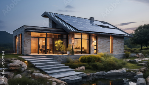 Casa lussuosa in pietra con impianto fotovoltaico