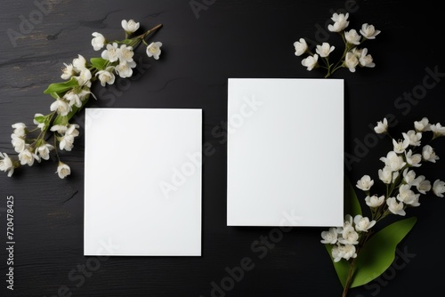 Blank Invitation Mockup with Flowers