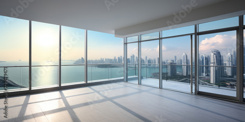 High-Rise Apartment with Panoramic City and Ocean View.
