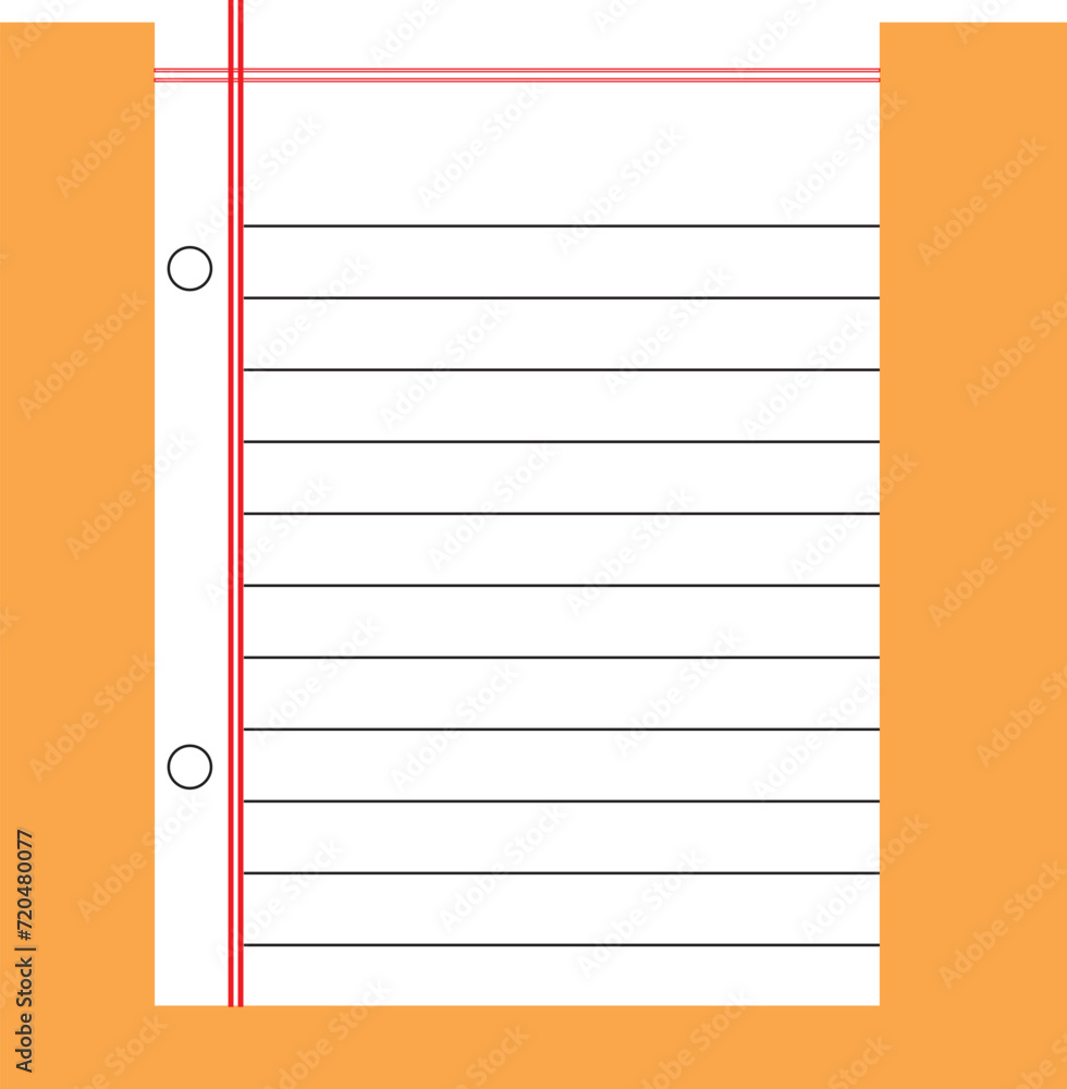 Realistic line paper note on isolated background Realistic line paper note on isolated background