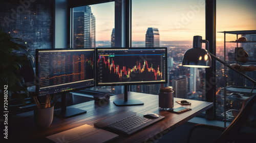 Stock market or forex trading graph and candlestick chart suitable for financial investment concept. Economy trends background for business idea and all art work design.