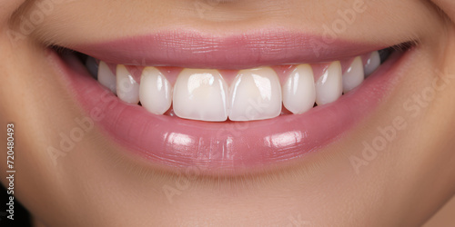 Close-up of Healthy White Teeth and Smile.